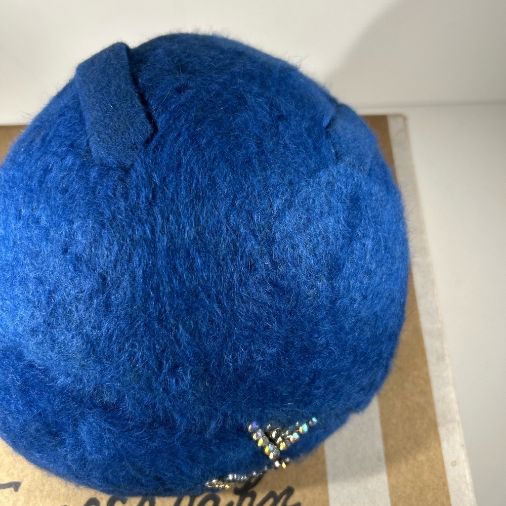 Blue Wool Beret with Rhinestone Accents - Picture 6 of 12